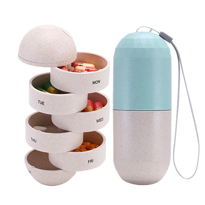Pilulier hebdomadaire organisateur bo te de pilule de grain de fibre voyage 7 blanc