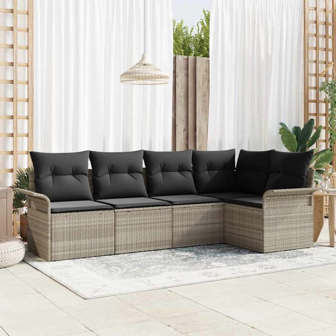 vidaXL - Tuinbank - Set - 5 - st - poly - rattan