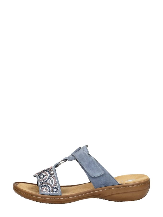 Rieker -Dames - blauw licht - slippers & muiltjes - maat 37