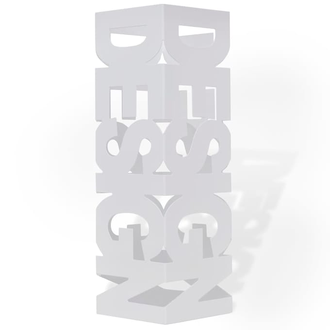 vidaXL - Paraplu- - en - wandelstokhouder - wit - vierkant - staal - 48,5 - cm