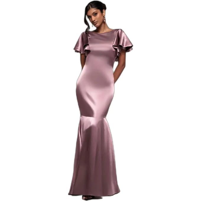 Satin jurk met vlindermouwen dames Goddiva
