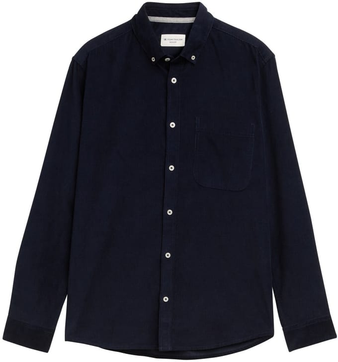 Tom Tailor - Regular fit corduroy overhemd met borstzak - Maat S - sky captain blue