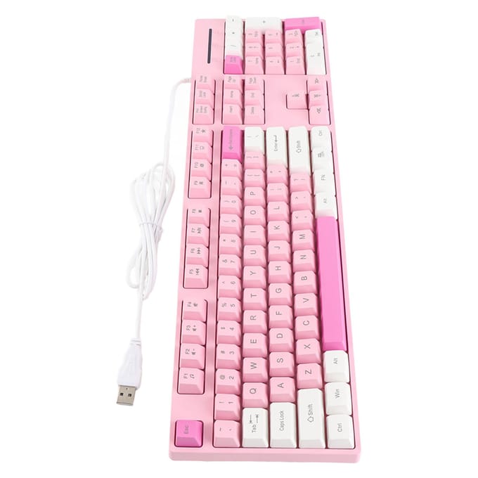 104 Toetsen Bedraad Toetsenbord 3 Kleuren Schattig Gaming Toetsenbord USB-interface Zakelijk Toetsenbord voor Win XP 7 roze