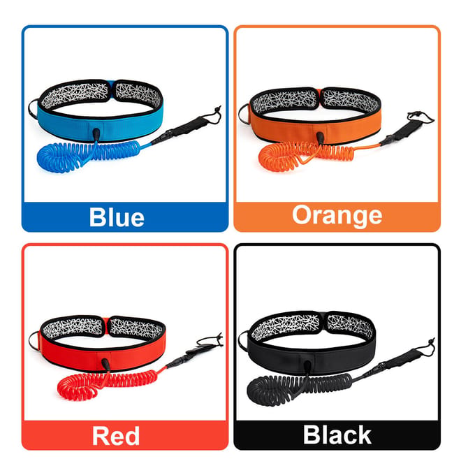 Surfboard Taille Leash 7mm Dik 10ft Gerolde Surf Board Leash SUP Stand Up Paddleboard Leash M zwart