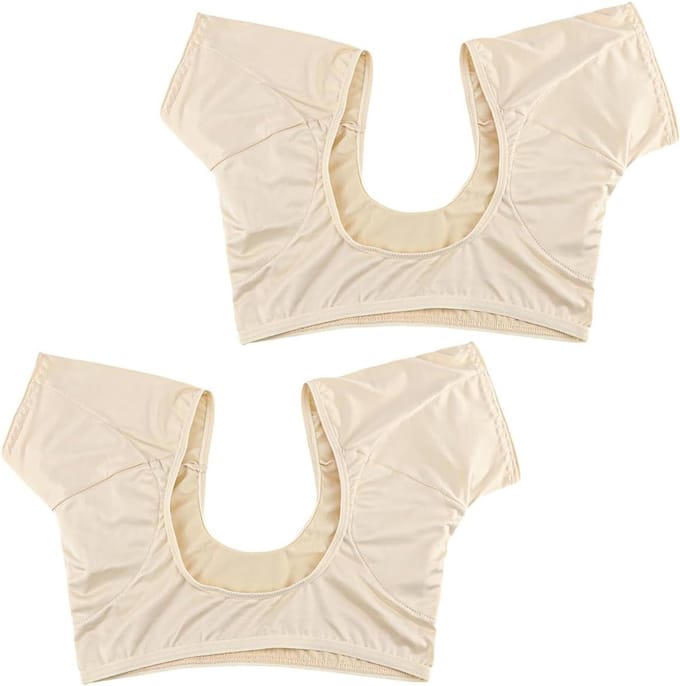 Onderarm zweetbeschermers - 2 stuks wasbare en sneldrogende pads voor dames, elastisch en absorberend, Beige