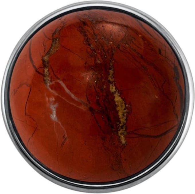 Dames Click Button Drukknoop 18mm Natuursteen Rood - EBCM208