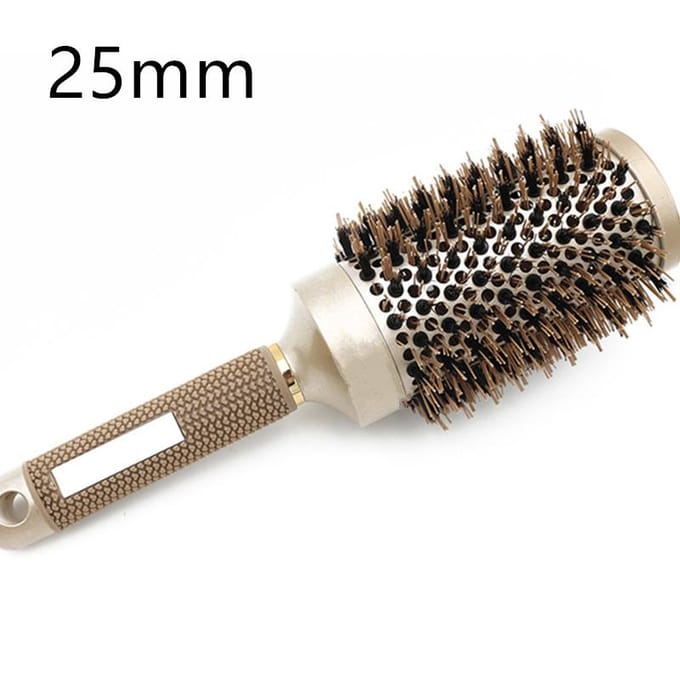 Peigne à cheveux rond professionnel, outils de coiffure, pour coiffure, friser, brosses à cheveux, peigne en baril 25mm black