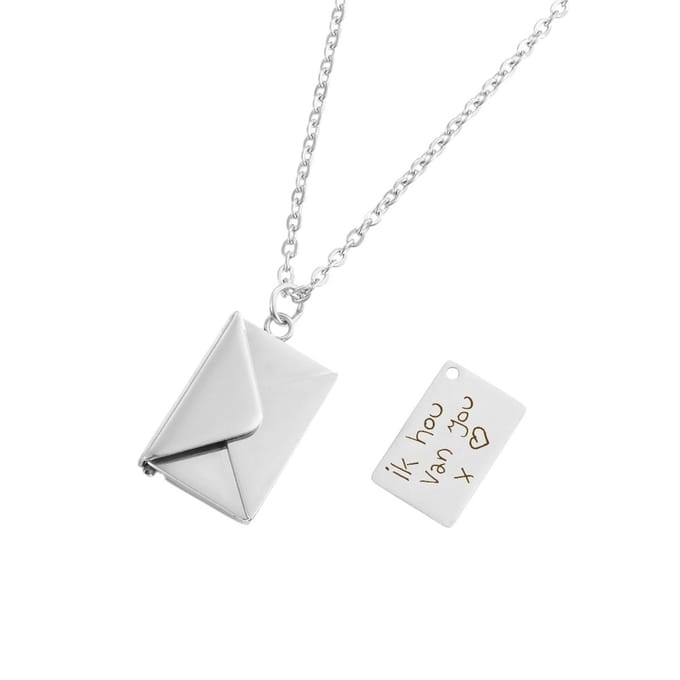 Ketting Envelop met Eigen Handschrift Zilver
