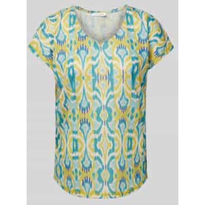 T-shirt met all-over motief en V-hals