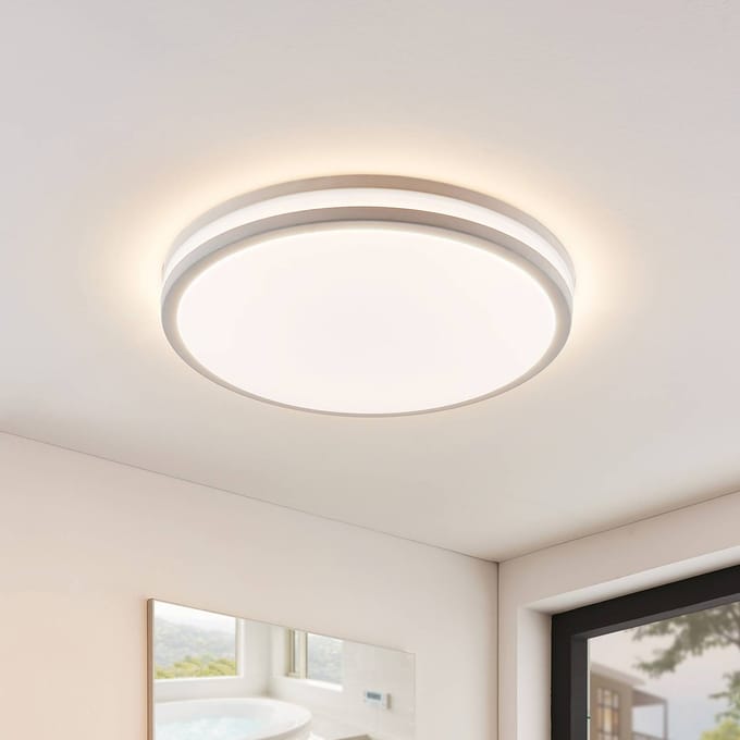 Lindby Arnim LED plafondlamp, wit, kunststof, Ø 49cm, IP44