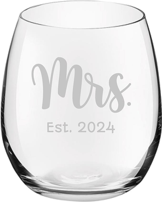 Gegraveerde drinkglas 39cl Mrs. Est. 2024