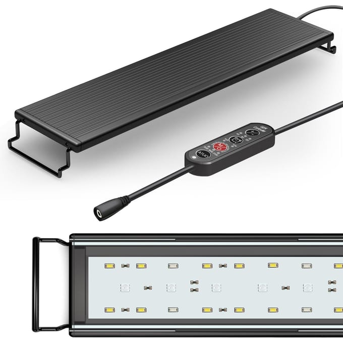 24/7 verlichting Full Spectrum Aquariumverlichting 18W LED-vistankverlichting met uitschuifbare beugel EU Plug zwart