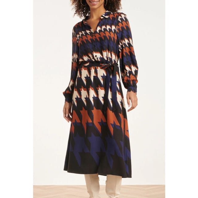 Smashed Lemon 24526 houndstooth print midi jurk |