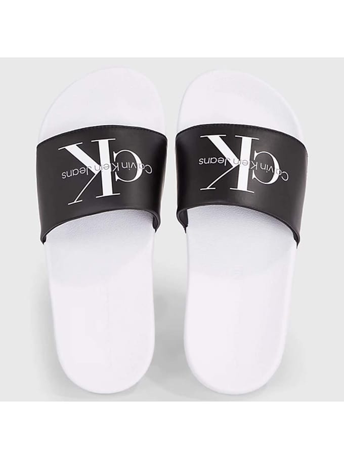 Calvin Klein Slide Ny Pearl Dames Slippers - Zwart/Wit - Maat 40