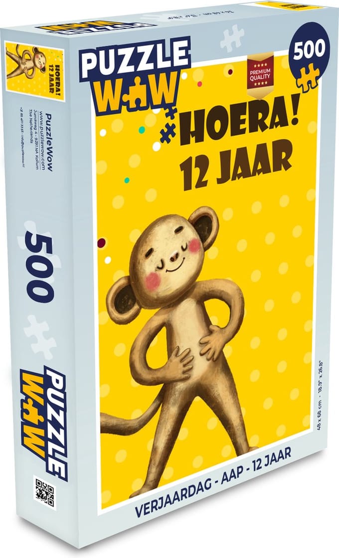 Puzzel Verjaardag - Aap - 12 jaar - Legpuzzel - Puzzel 500 stukjes