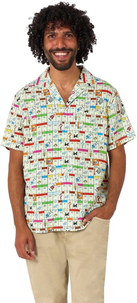 OppoSuits Shirt - Monopoly Board - Heren Overhemd - Korte Mouwen - Meerkleurig - Maat S