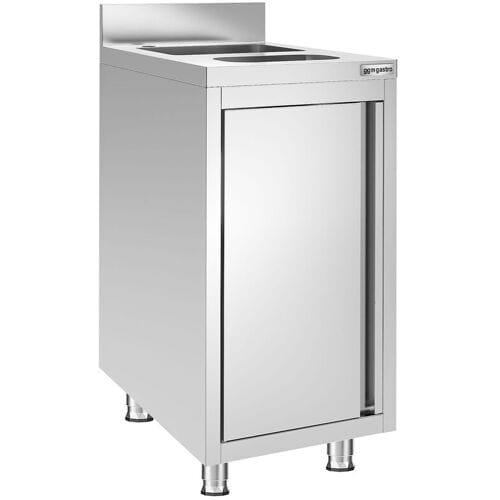 GGM Gastro Spoelkast - RVS - 400x600mm - met 1 spoelbak - met afvalcontainer zilver