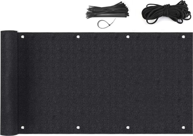 Balkonscherm 9 x 6 m - Inkijkbescherming en Windbescherming - Zwart