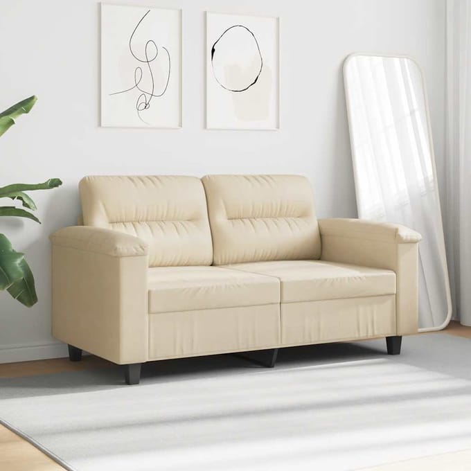 vidaXL - Tweezitsbank - 120 - cm - microvezelstof - crème