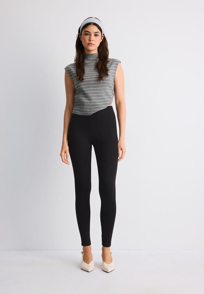 Stradivarius Tricot legging  Zwart XS