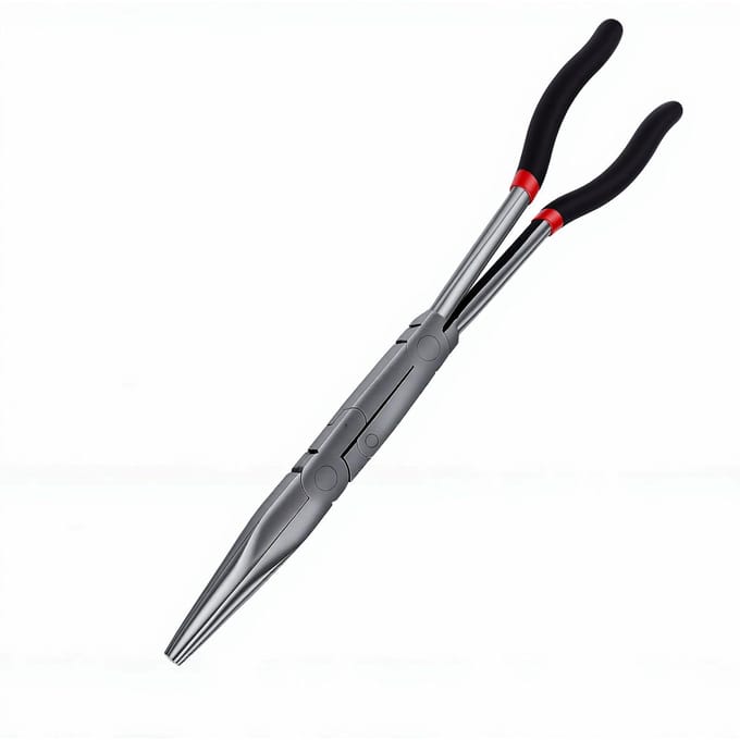 13 Inch Lange Puntbektang met Getande Bekken Dubbel Scharnierende Verlengde Tang voor Krappe Ruimtes gray