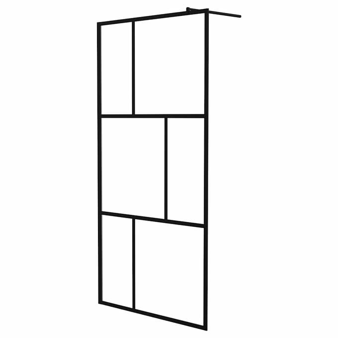 vidaXL - Inloopdouchewand - 100x195 - cm - gehard - glas - zwart