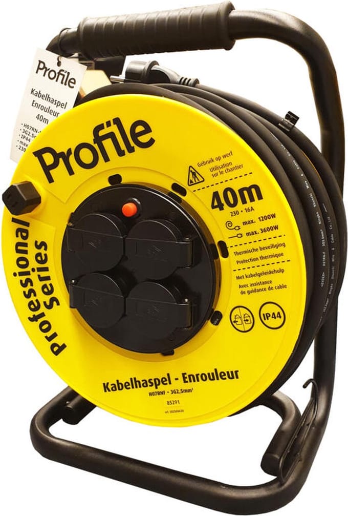 PROFILE kabelhaspel tuin - IP44 - 40 meter - 3x2,5mm² neopreen - PENAARDE