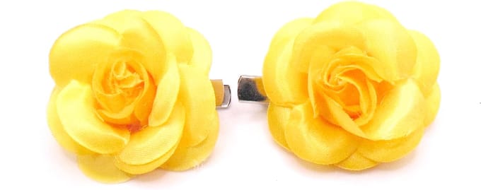 2 roosjes klein met duckklem geel