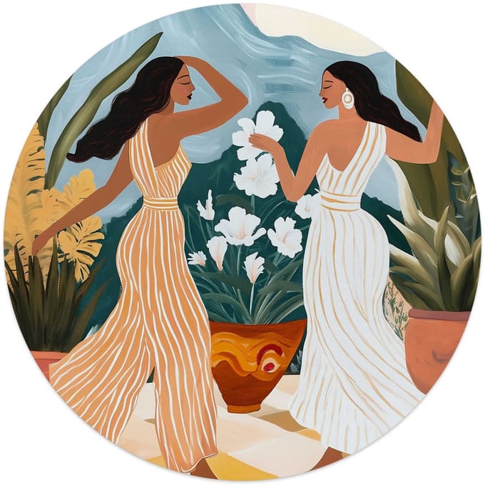 Glasschilderij Dansende dames - Ø 50 - Glas - REINDERS