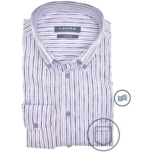 Ledûb Overhemd Duo Stripe Cotton Easy-Iron Button-Down Paars / male