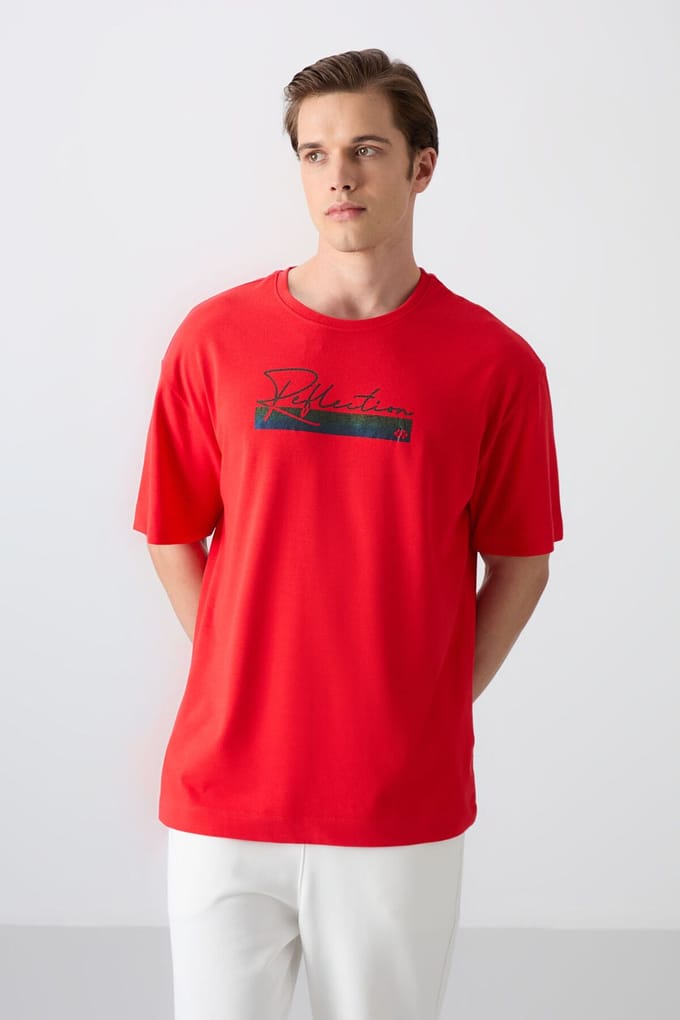 Overmaat Geprinte Katoenmix T-Shirt