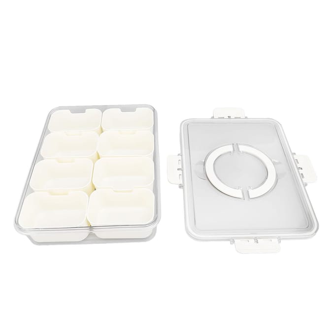 Verdeelde Serveerdoos met Transparant Deksel Afneembaar Handvat Kliksluiting Draagbare Snack Schaal voor white