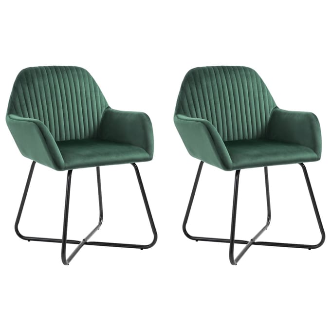 vidaXL - Eetkamerstoelen - 2 - st - fluweel - groen