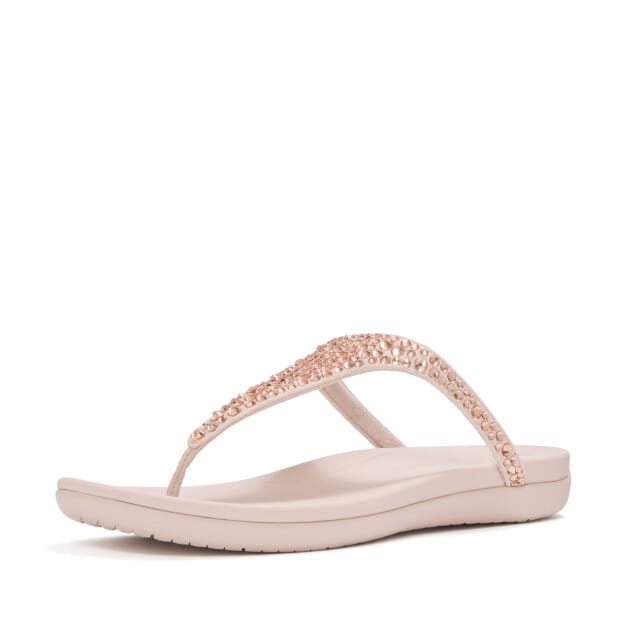 FitFlop Solay Mixed-Crystal Toe-Post Sandals Dames Sandalen - Nude Rose