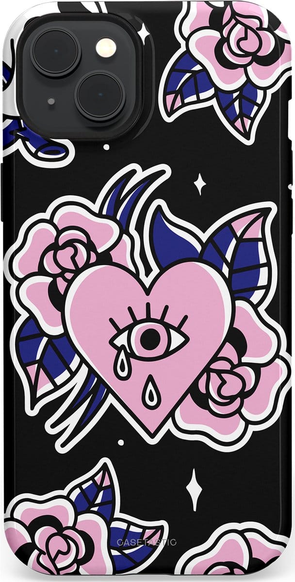 Casetastic hoesje geschikt voor Apple iPhone 15 Plus - MagSafe - Dubbellaagse bescherming - Eindeloze passie - Fashion Case - Zwart Grijs Lichtroze Wit