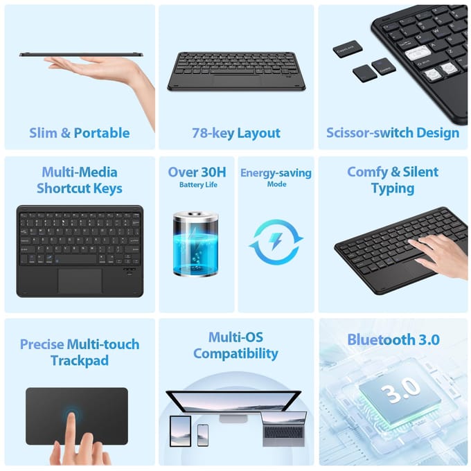 Blackview K2 Bluetooth keyboard - Draadloos Toetsenbord - Geschikt Voor Windows - iOS - Computers - Desktopcomputers - Laptops - Tablets - QWERT Toetsenbord - Zwart
