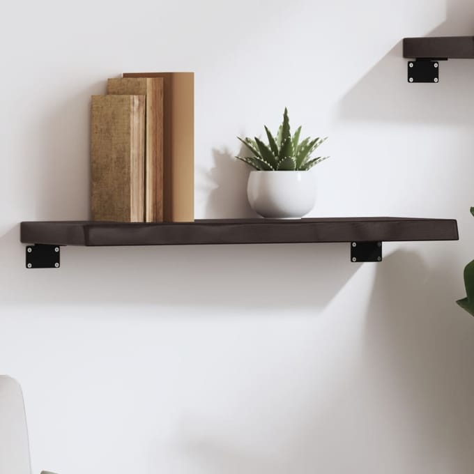 vidaXL - Wandschap - 60x20x4 - cm - behandeld - massief - eikenhout - donkerbruin