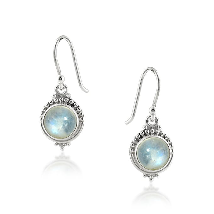 SilverGems Zilveren oorhangers met Regenboog Maansteen edelstenen