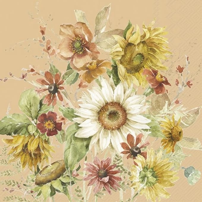 IHR Lunch servetten - Late Summer Flowers Apricot