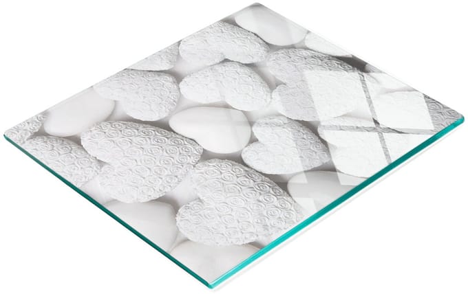 Decoratieve glazen serveerplank met hartjesmotief, 60x52 cm