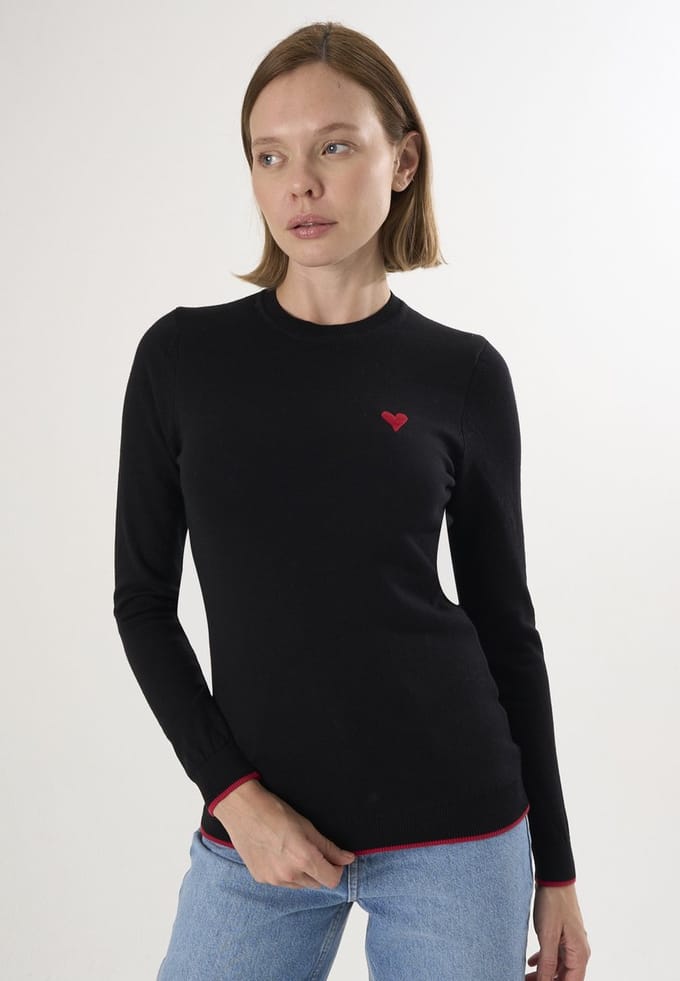 Felix Hardy Ronde Hals Trui - Pullover - Sweater - %100 Katoen Dames Zwart - S