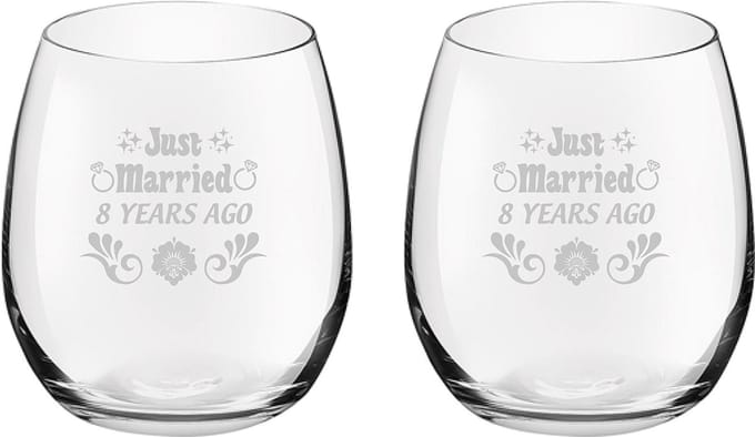 Gegraveerde set drinkglazen 39cl Just Married 8 years ago