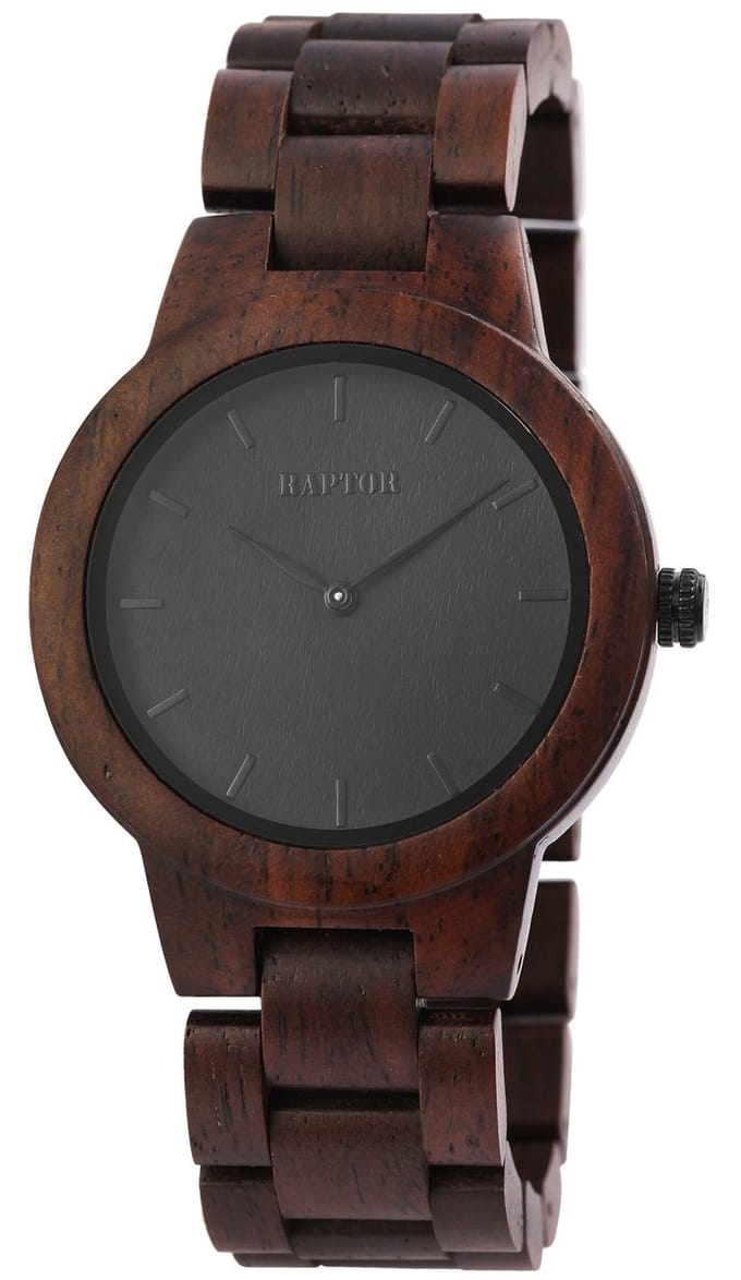 Raptor Dameshorloge hout van hout met Mineralglas