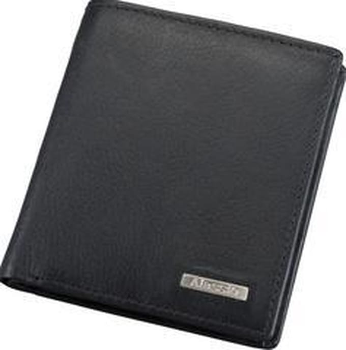 Alassio mini portemonnee, leer, staand formaat, zwart