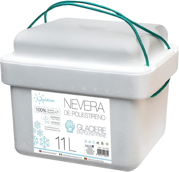 Koelbox Polyester - Isolatie Box - Picknick Buiten - Lichtgewicht Ontwerp - 11 Liter Capaciteit - Wit