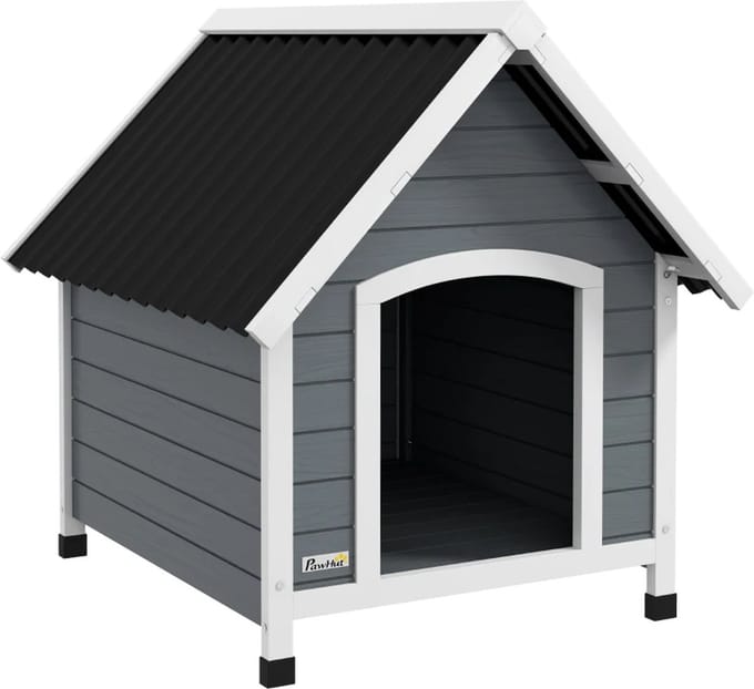 Hondenhok - Buiten - Bench - Ren - Weerbestendig - Kennel - Rek - Grijs