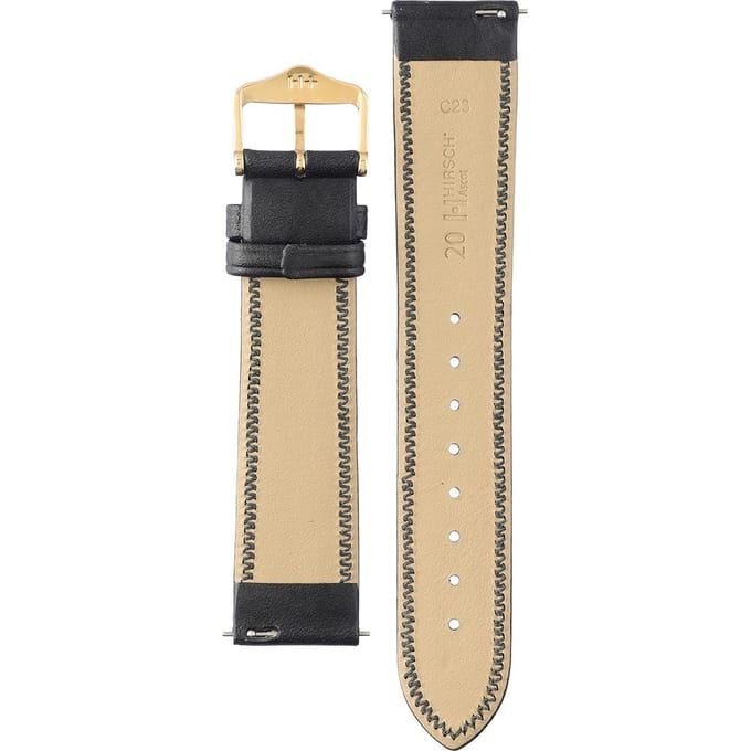 Hirsh Horlogeband -  Ascot Zwart - Leer - 20mm