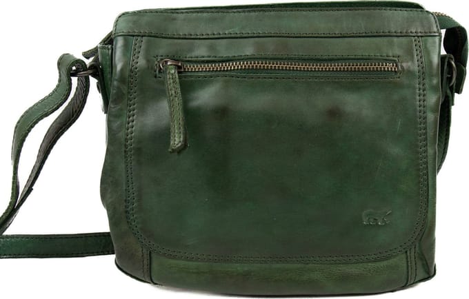 Bear Design Kleine Crossbodytas / Schoudertas Dames - Leer - Miley - Groen