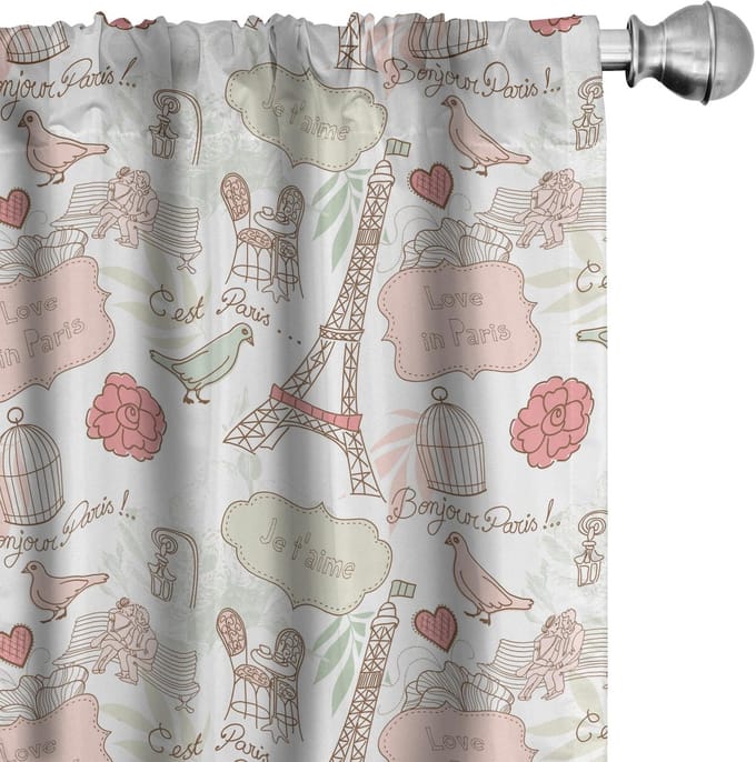 ABAKUHAUS Paris – 2x75x175 cm gordijnen – Microvezel, halfdonker, rozencreme