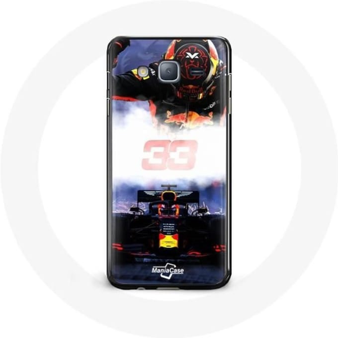 Coque pour Samsung Galaxy J3 Formule 1 Max Verstappen Pilote de F1 noir rouge et jaune